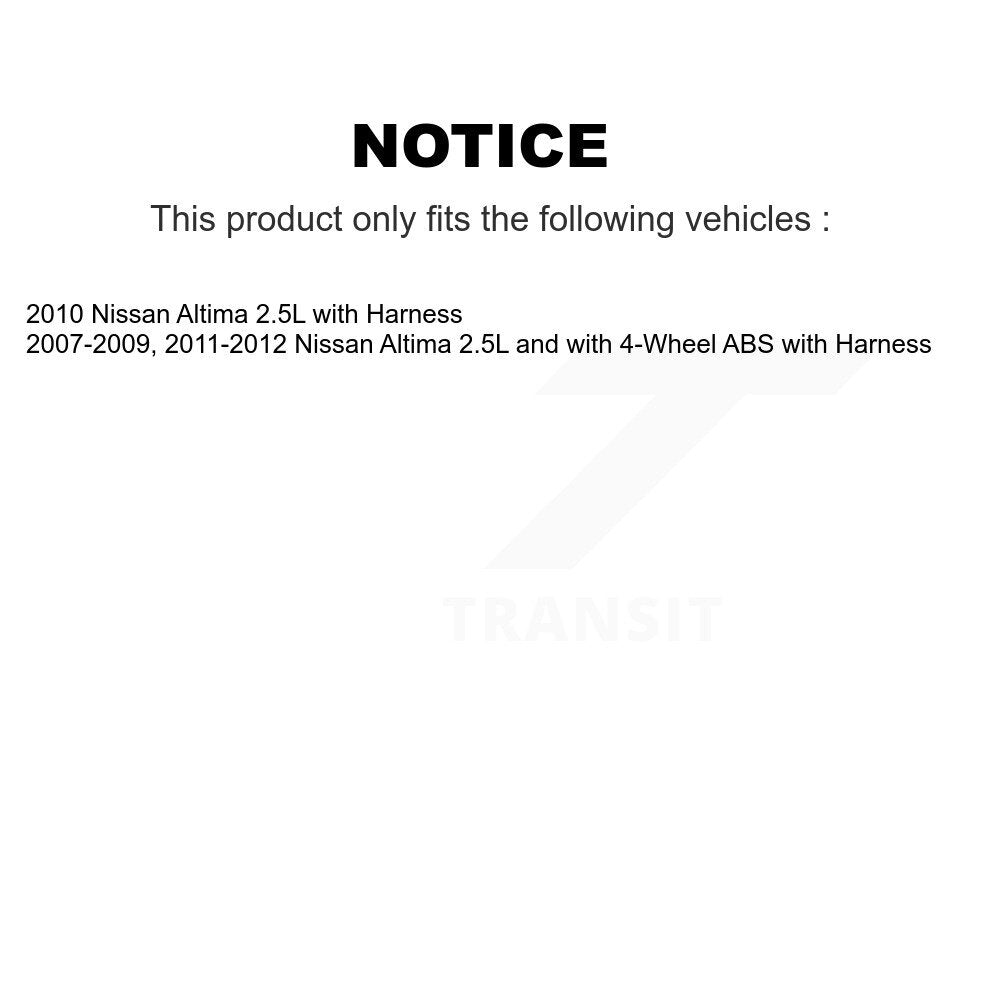 Wheel Hub Bearing And ABS Sensor Front Kit For Nissan Altima with Harness