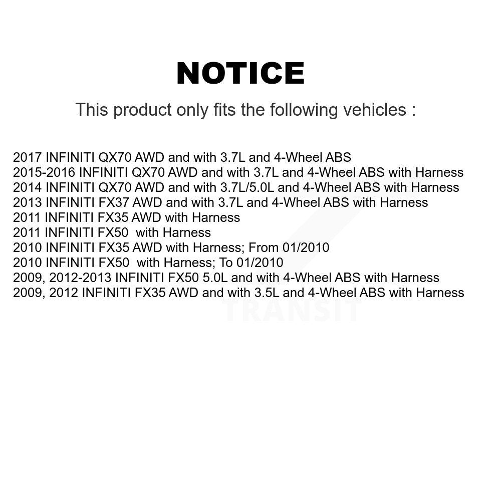 Wheel Hub Bearing And ABS Sensor Front Kit For INFINITI FX35 QX70 FX50 FX37