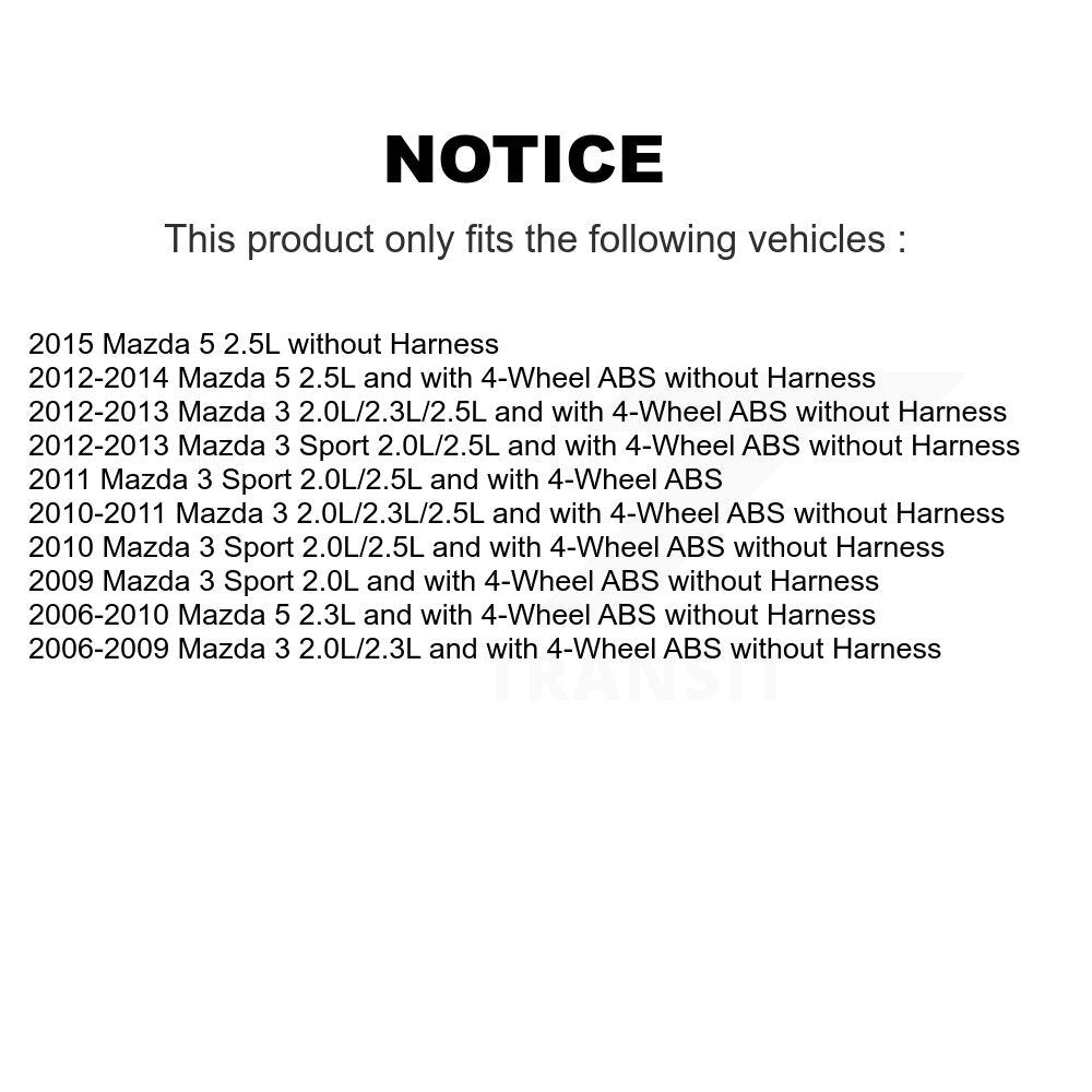 Wheel Bearing And ABS Sensor Front Kit For Mazda 3 5 Sport