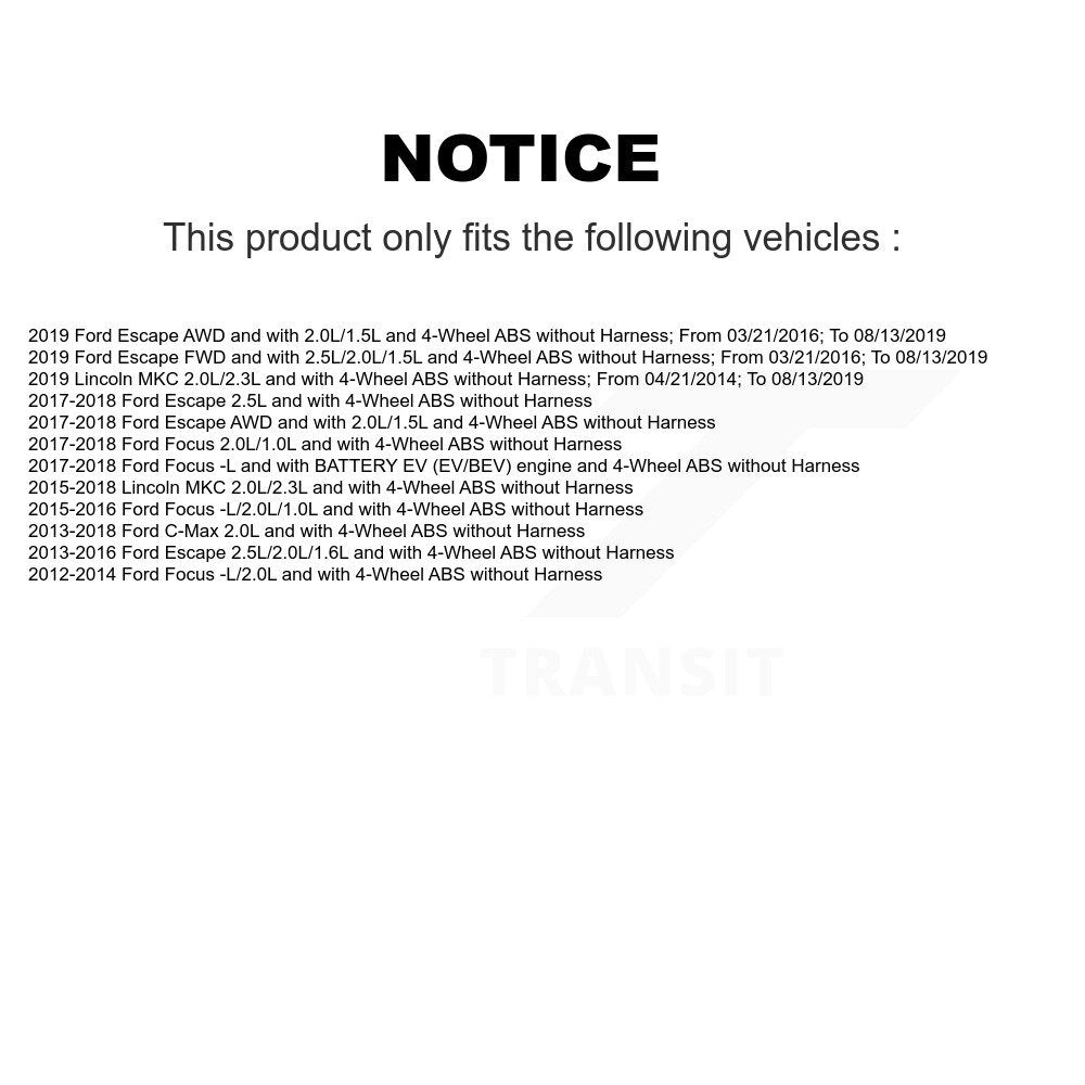 Wheel Bearing Sensor Front Kit For Ford Escape Focus Transit Connect Lincoln MKC
