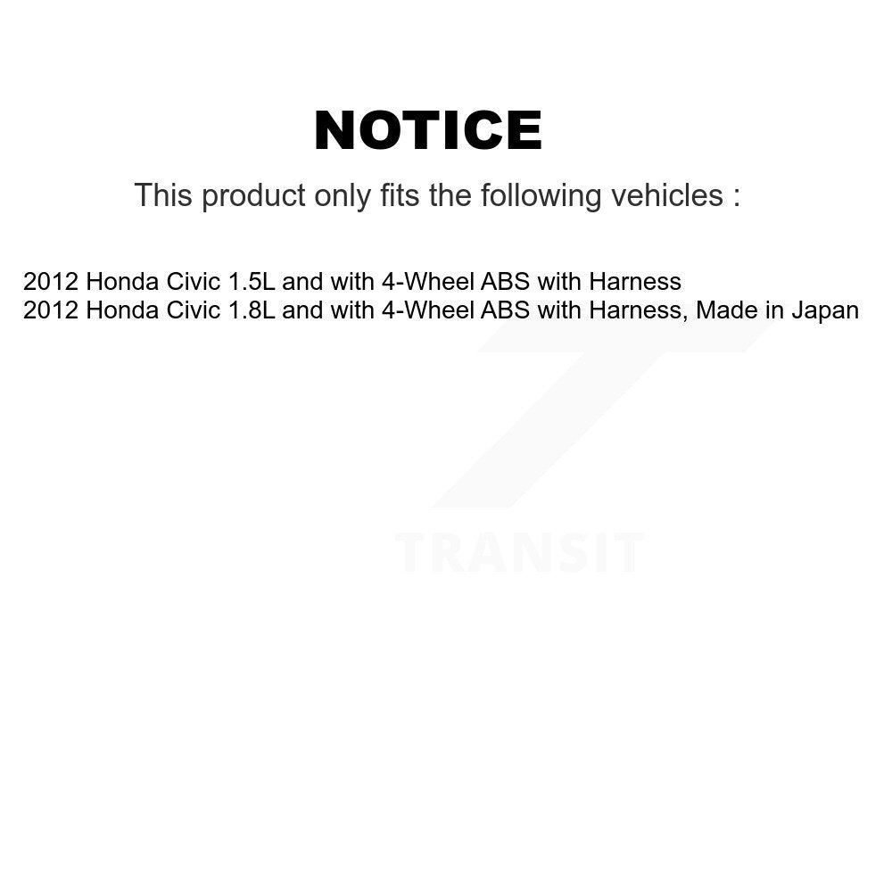 Wheel Bearing And ABS Sensor Front Kit For Honda Civic