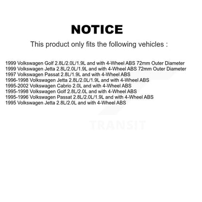 Wheel Bearing And ABS Sensor Front Kit For Volkswagen Cabrio Jetta Golf Passat