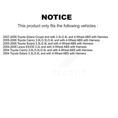 Wheel Bearing Sensor Front Kit For Toyota Camry Solara Lexus ES330 with Harness
