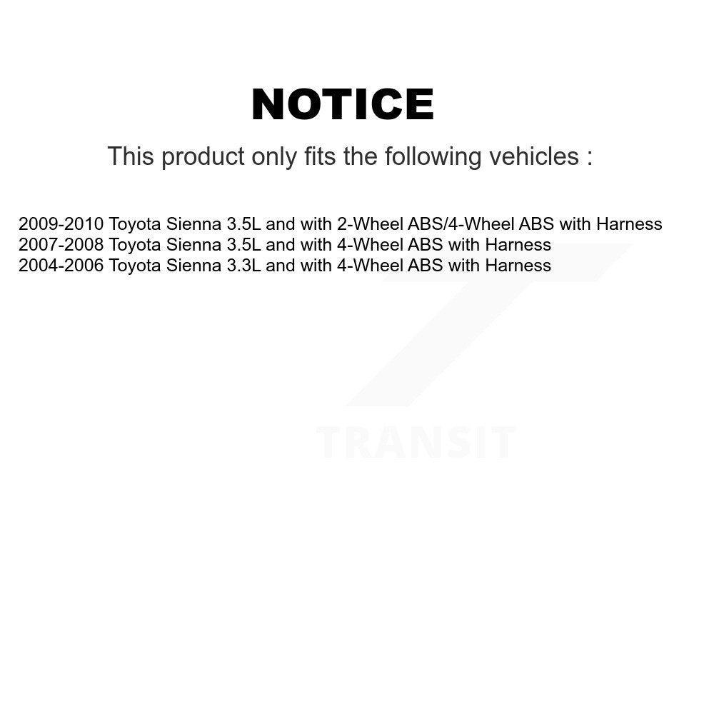 Wheel Bearing And ABS Sensor Front Kit For Toyota Sienna with Harness