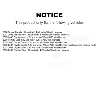 Wheel Bearing And ABS Sensor Front Kit For Toyota Corolla Matrix Pontiac Vibe