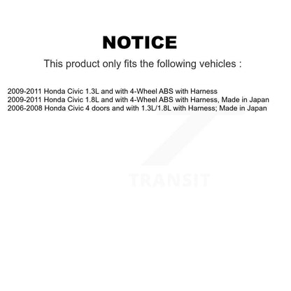 Wheel Bearing And ABS Sensor Front Kit For Honda Civic