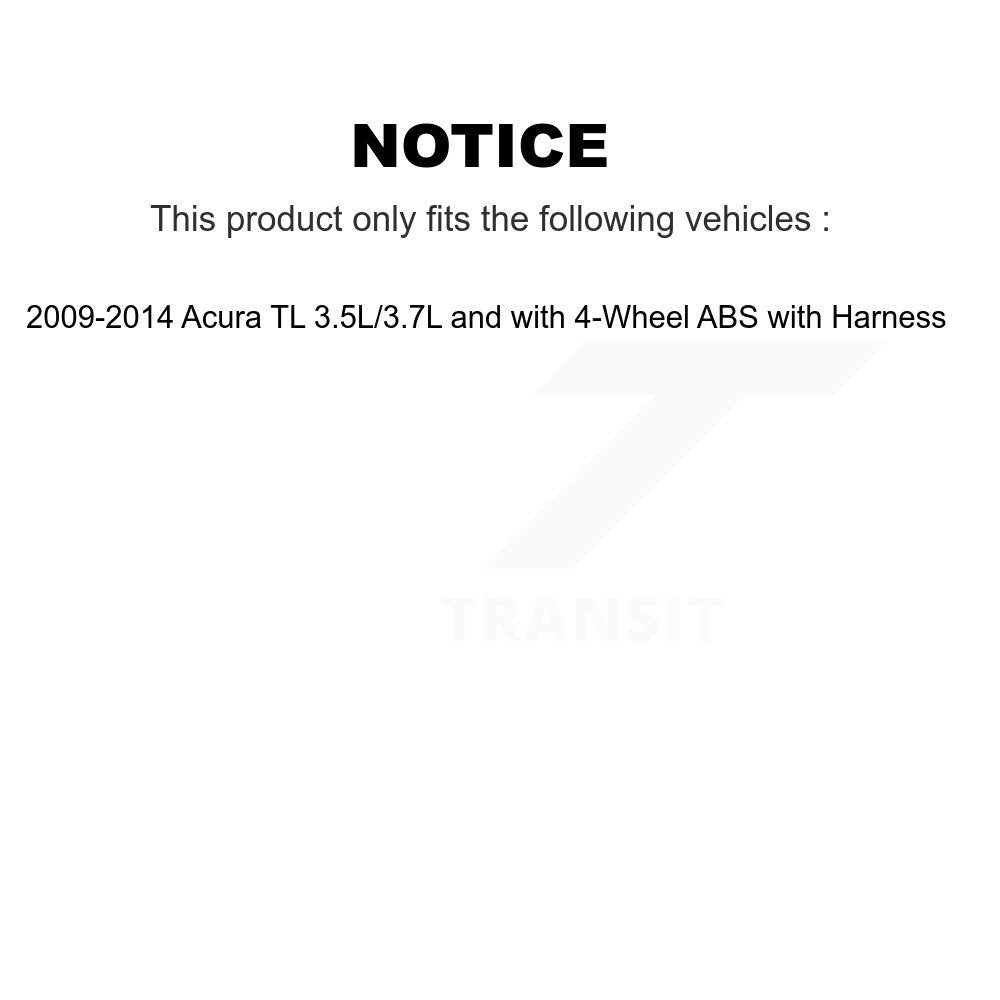 Wheel Bearing Sensor Front Kit For 2009-2014 Acura TL 3.5L/3.7L with 4-Wheel ABS