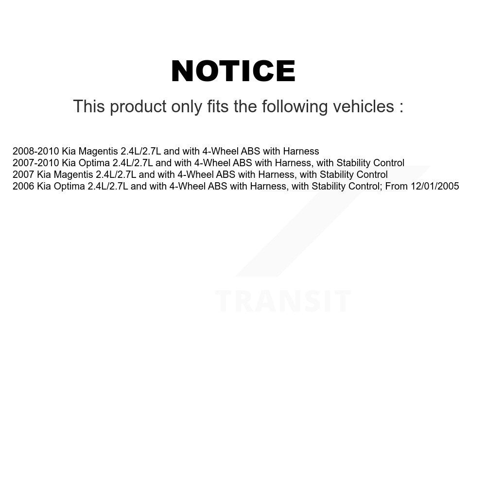Wheel Bearing And ABS Sensor Front Kit For Kia Optima Magentis