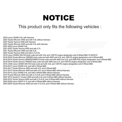 Wheel Hub Bearing & Sensor Front Kit For Toyota Tacoma 4Runner FJ Cruiser Lexus
