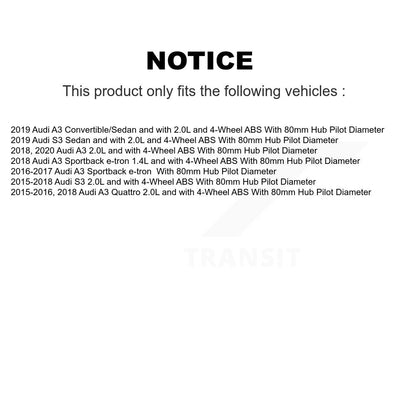 Wheel Hub Bearing & ABS Sensor Front Kit For Audi A3 Quattro S3 Sportback e-tron