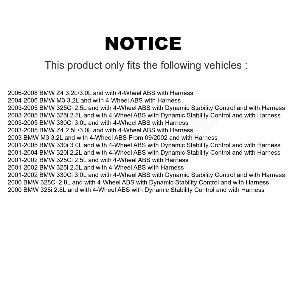 Wheel Hub Bearing Sensor Front Kit For BMW Z4 330Ci 325i 325Ci M3 320i 330i 328i