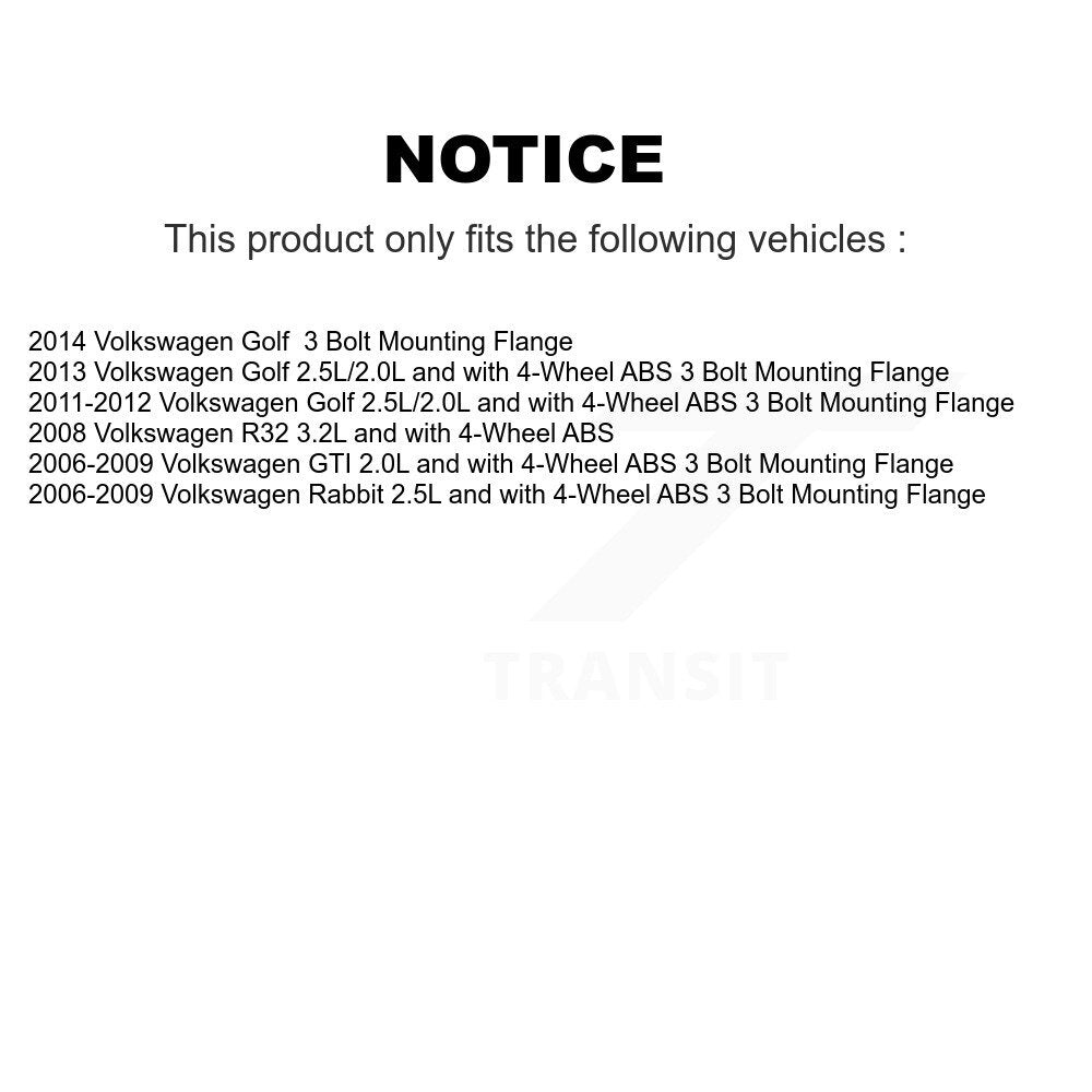 Wheel Hub Bearing And ABS Sensor Front Kit For Volkswagen R32