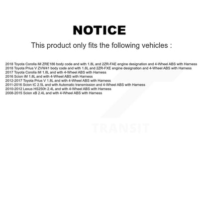 Wheel Hub Bearing ABS Sensor Front Kit For Toyota Prius V Scion Corolla iM tC xB