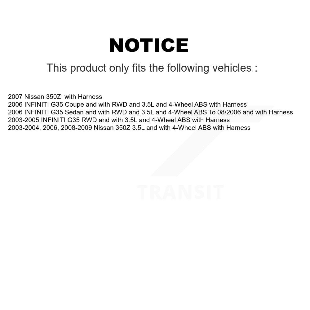 Wheel Hub Bearing And ABS Sensor Front Kit For INFINITI G35 Nissan 350Z
