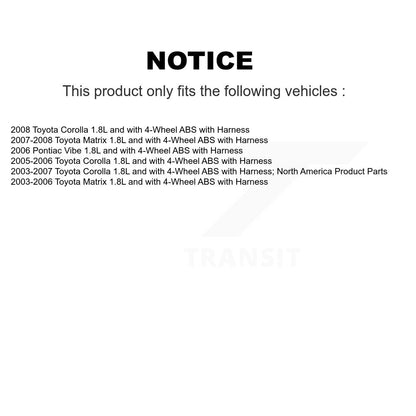 Wheel Bearing And ABS Sensor Front Kit For Toyota Corolla Matrix Pontiac Vibe