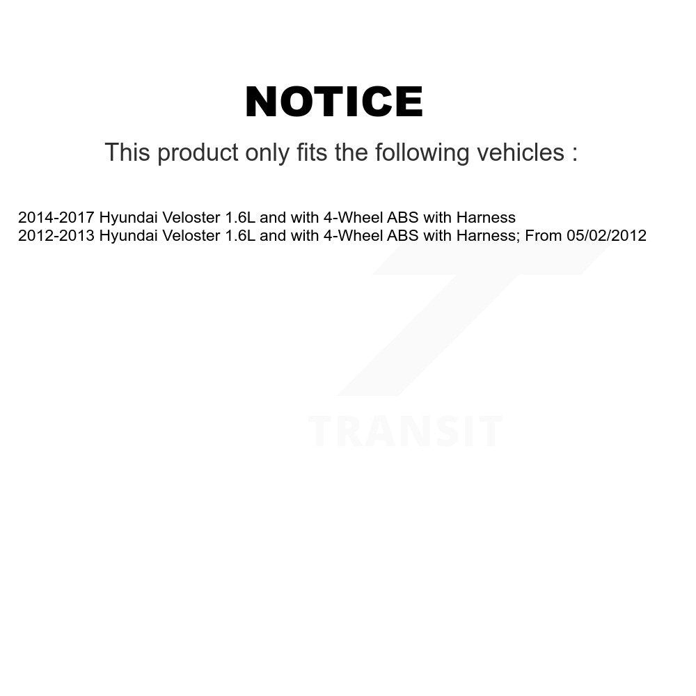 Wheel Bearing & ABS Sensor Front Kit For Hyundai Veloster 1.6L with 4-Wheel
