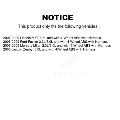 Wheel Bearing Sensor Front Kit For Ford Fusion Lincoln MKZ Zephyr Mercury Milan