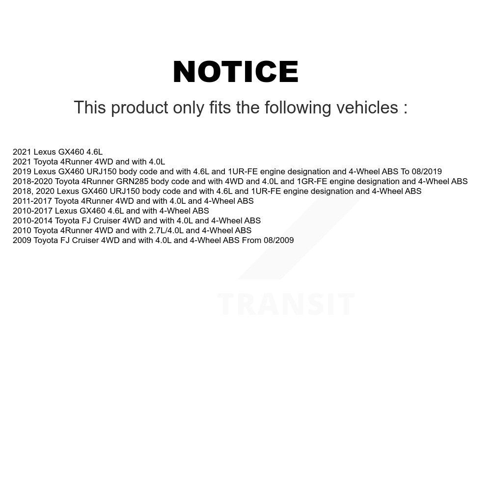 Wheel Hub Bearing ABS Sensor Front Kit For Toyota 4Runner Lexus GX460 FJ Cruiser