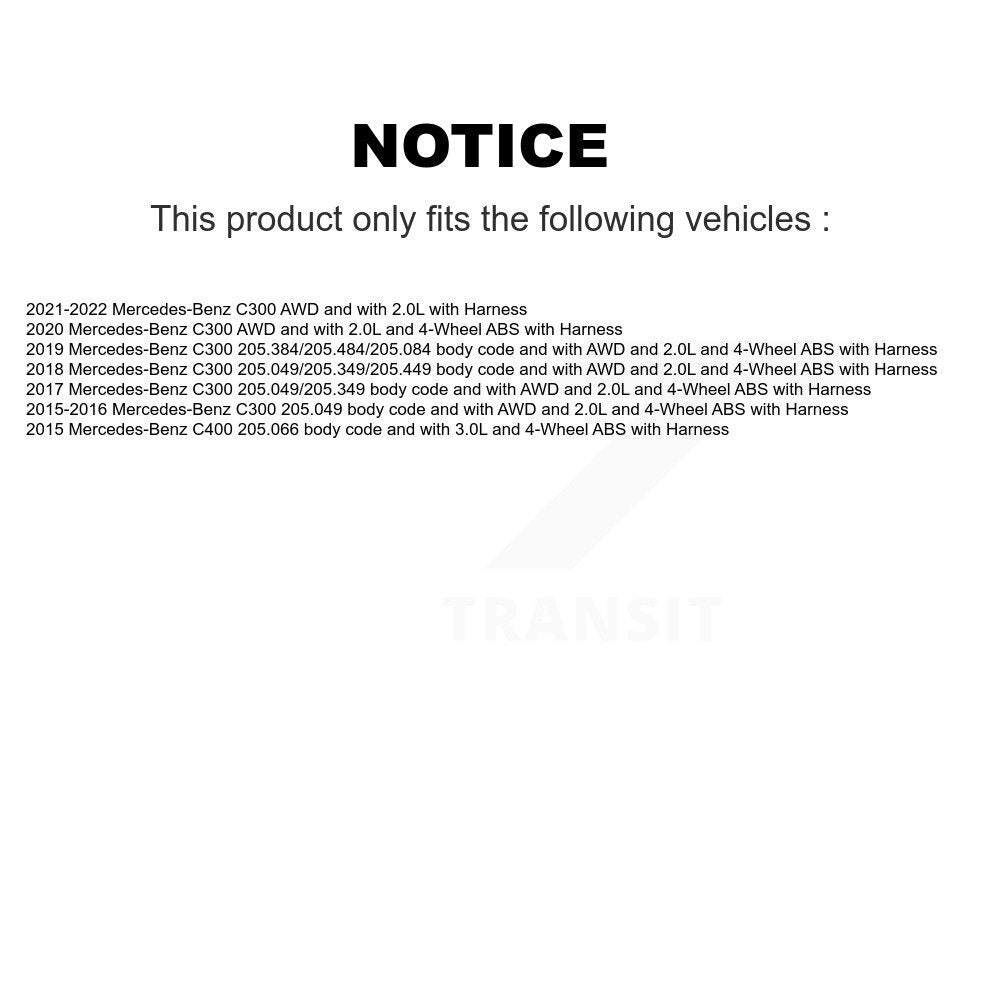 Wheel Hub Bearing ABS Sensor Front Kit For Mercedes-Benz C300 C400 with Harness