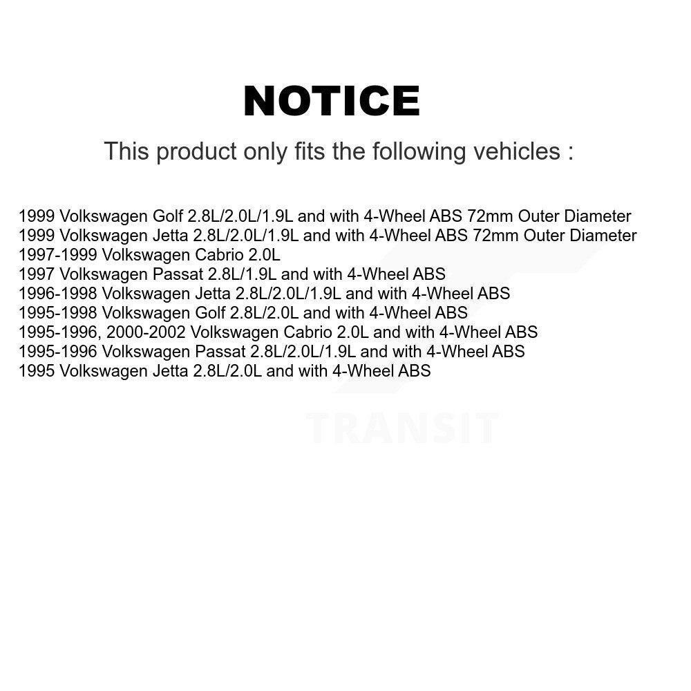 Wheel Bearing And ABS Sensor Front Kit For Volkswagen Cabrio Jetta Golf Passat