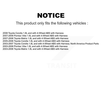 Wheel Bearing And ABS Sensor Front Kit For Toyota Corolla Matrix Pontiac Vibe