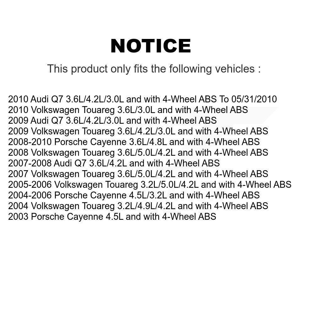 Wheel Bearing Sensor Front Rear Kit (8Pc) For Porsche Cayenne Volkswagen Touareg