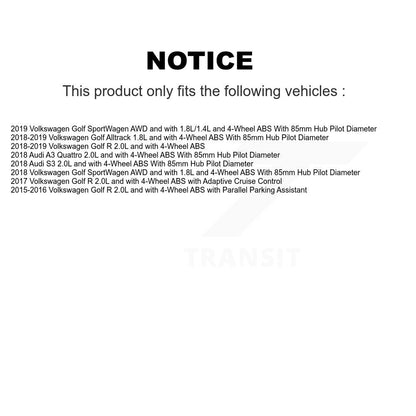 Wheel Hub Bearing & Sensor Front Rear Kit (8Pc) For Volkswagen Golf SportWagen R