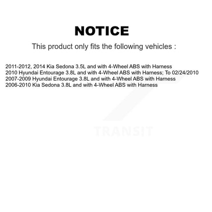 Wheel Hub Bearing & Sensor Front Rear Kit (8Pc) For Kia Sedona Hyundai Entourage