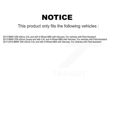 Wheel Bearing ABS Sensor Front Rear Kit For 2013 BMW 335i xDrive Coupe with 3.0L