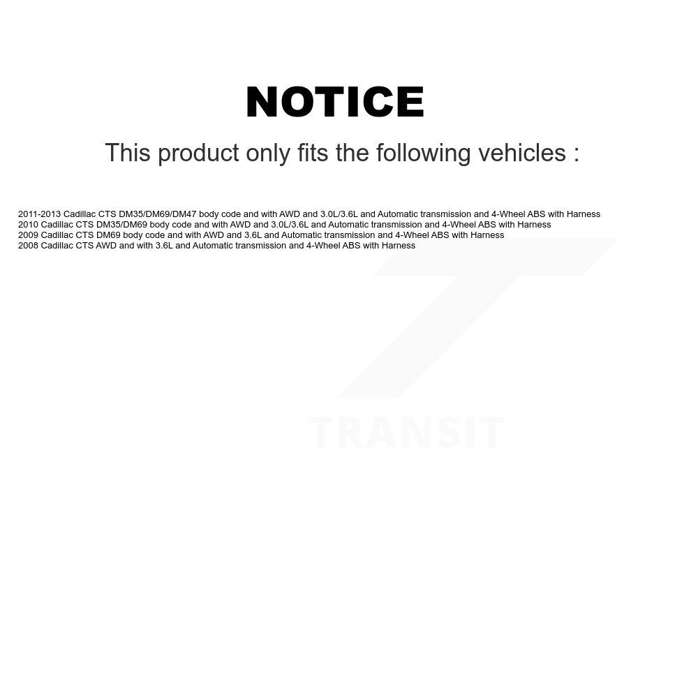 Wheel Hub Bearing And ABS Sensor Front Rear Kit For Cadillac CTS with Harness