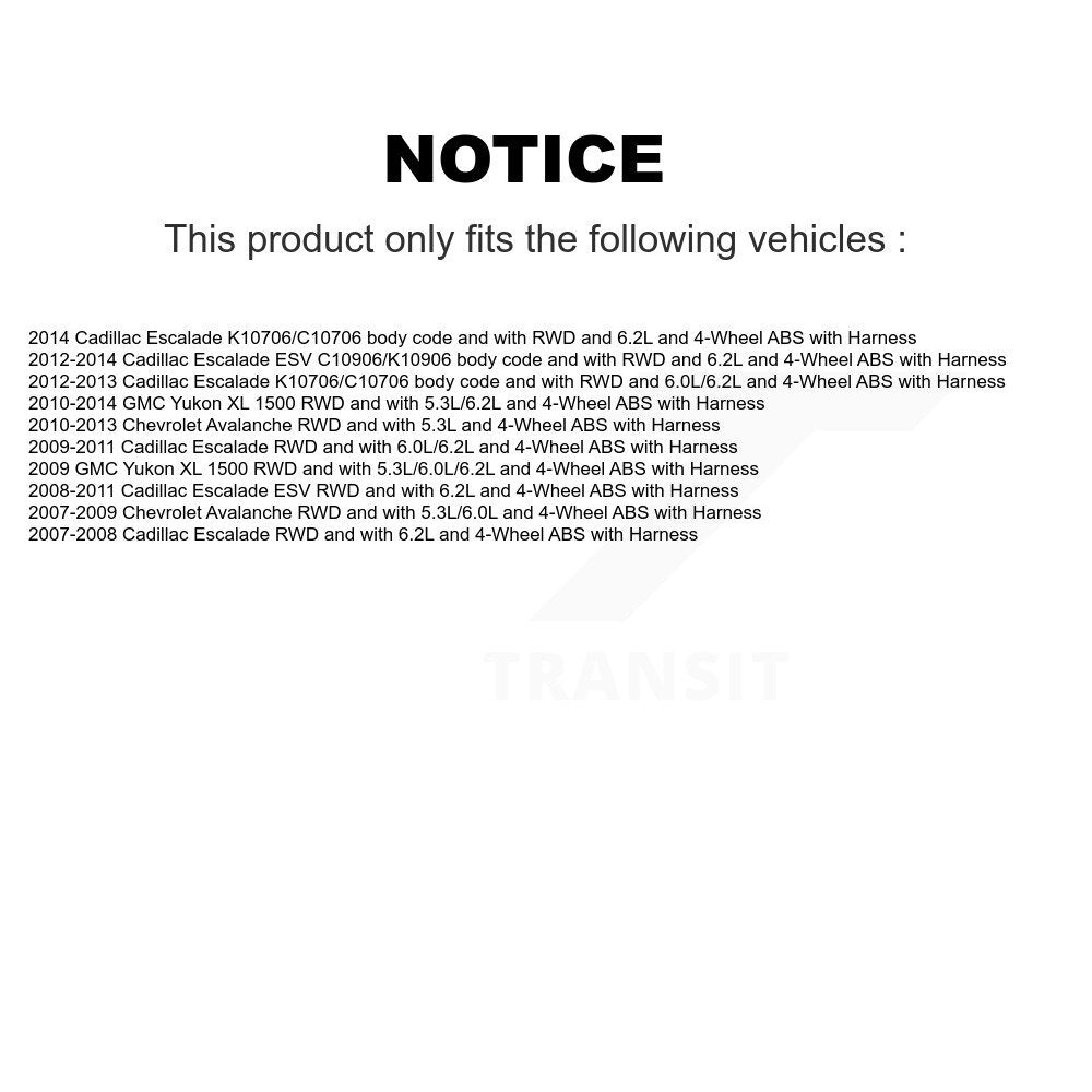 Wheel Bearing & Extra Sensor Front Rear Kit For Chevrolet Avalanche Cadillac GMC
