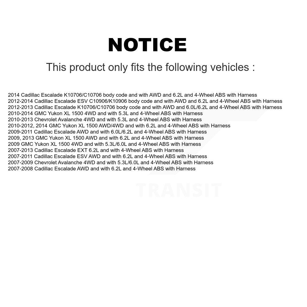 Wheel Bearing & Extra Sensor Front Rear Kit For Chevrolet Avalanche Cadillac GMC