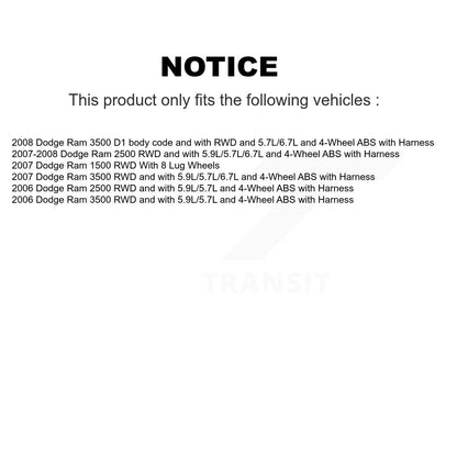 Wheel Hub Bearing And ABS Sensor Front Kit For Dodge Ram 3500 2500 1500