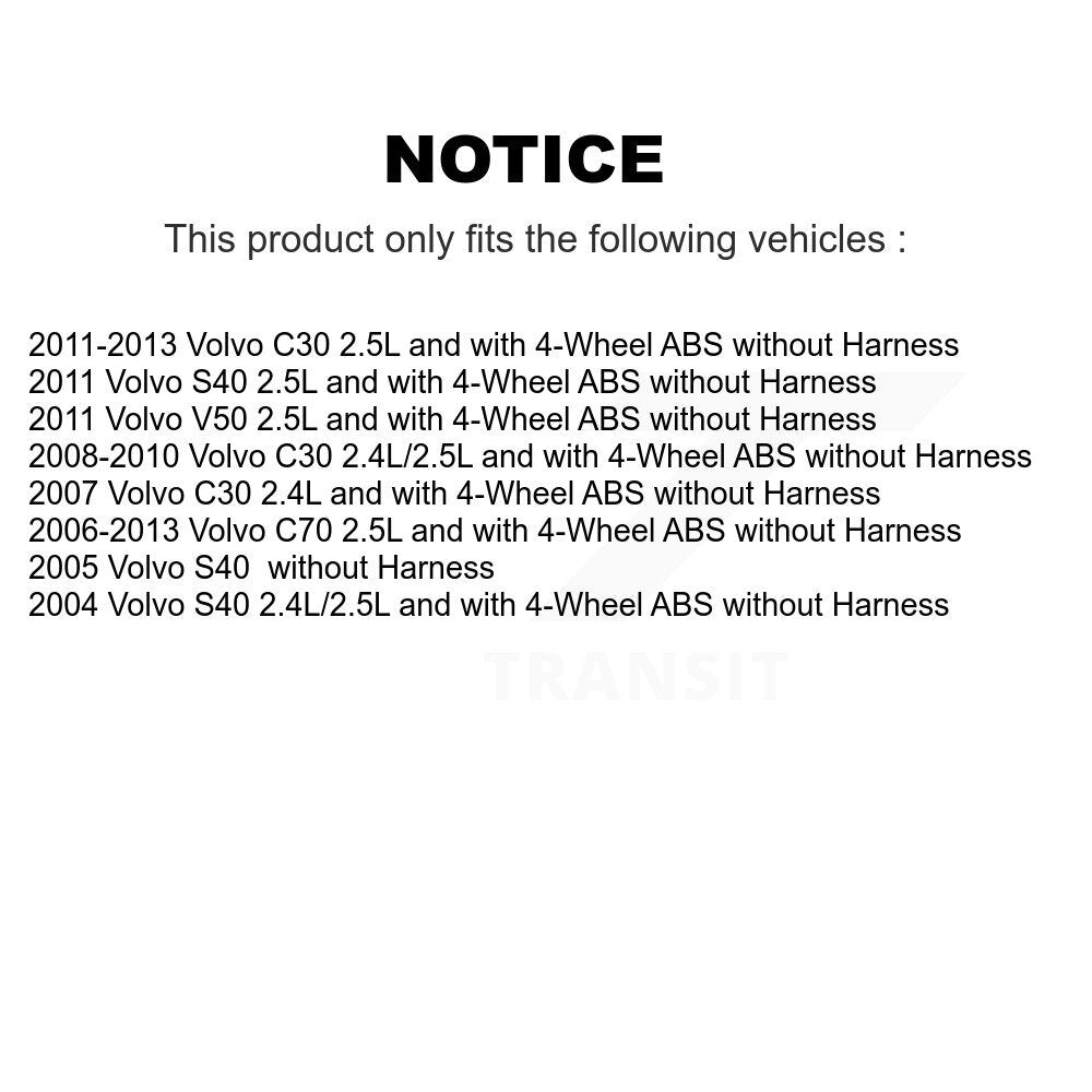 Wheel Hub Bearing ABS Sensor Front Kit For Volvo C30 C70 S40 V50 without Harness