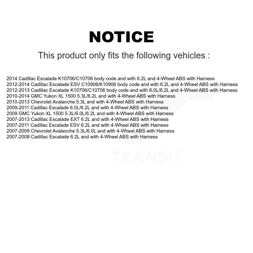 Wheel Bearing & Sensor Rear Kit For Chevrolet Avalanche Cadillac Escalade GMC XL