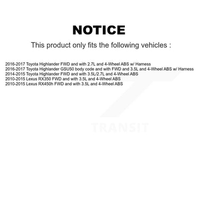 Wheel Hub Bearing & ABS Sensor Rear Kit For Lexus RX350 Toyota Highlander RX450h