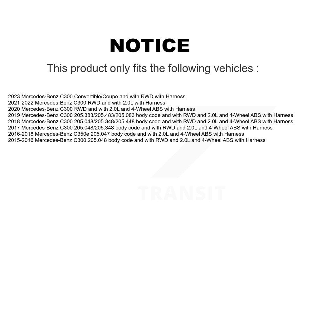 Wheel Hub Bearing ABS Sensor Front Kit For Mercedes-Benz C300 C350e with Harness