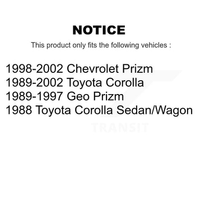 Wheel Bearing And Tie Rod End Front Kit For Toyota Corolla Prizm Geo Chevrolet