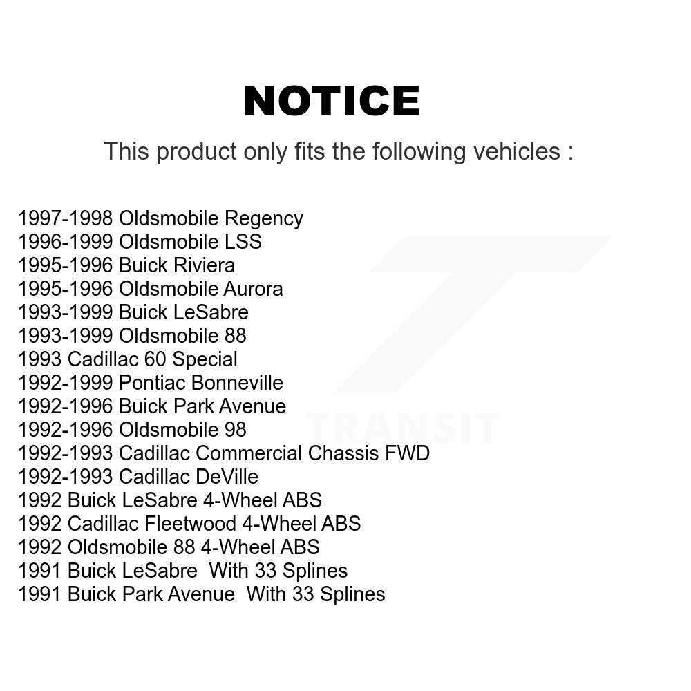 Hub Bearing Assembly Link Front Kit For Buick LeSabre Oldsmobile 88 Cadillac 98