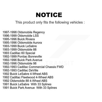 Hub Bearing Assembly Link Front Kit For Buick LeSabre Oldsmobile 88 Cadillac 98