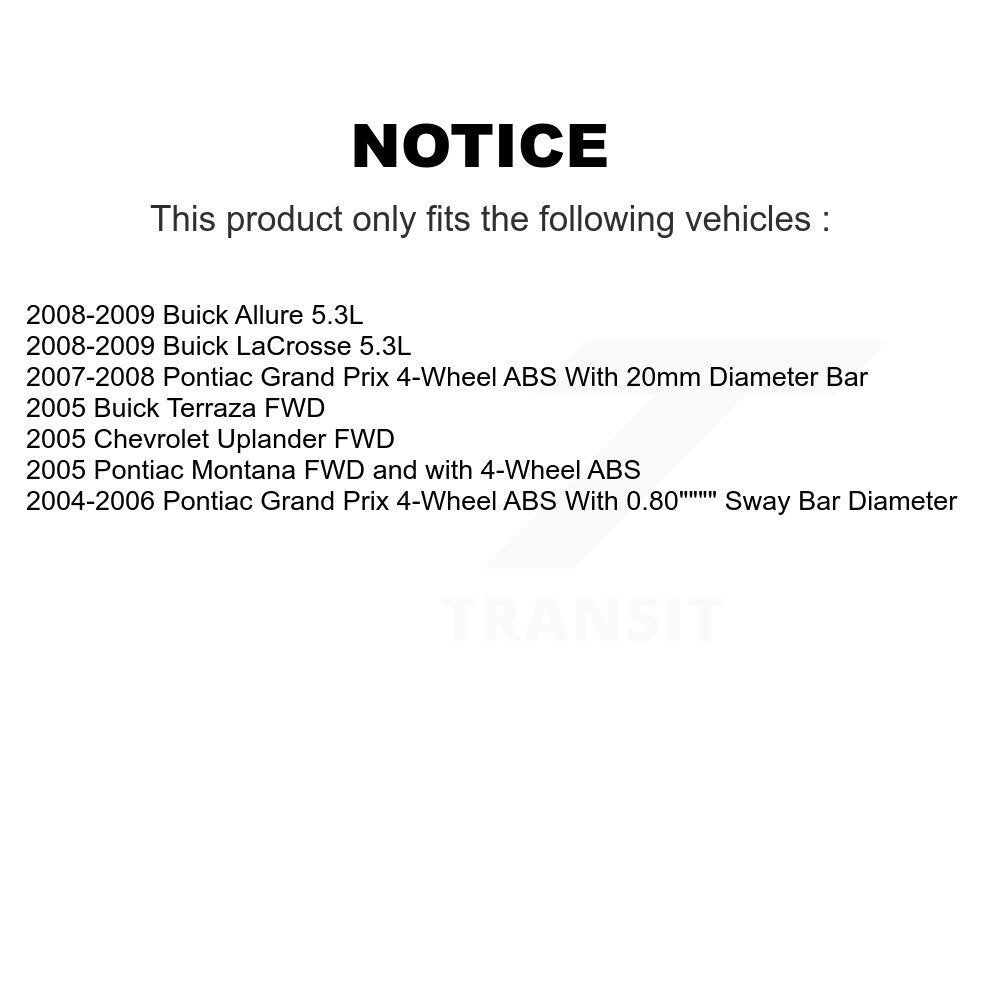 Hub Bearing Assembly Link Front Kit For Pontiac Grand Prix Buick LaCrosse Allure