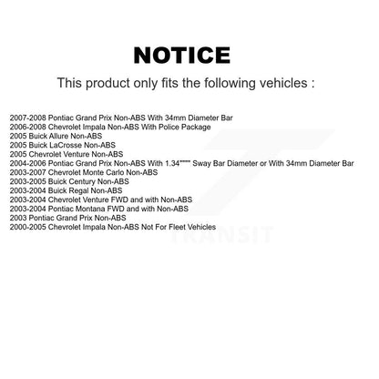Bearing Lower Control Arm Link Front Right Kit For Chevrolet Impala Pontiac Prix