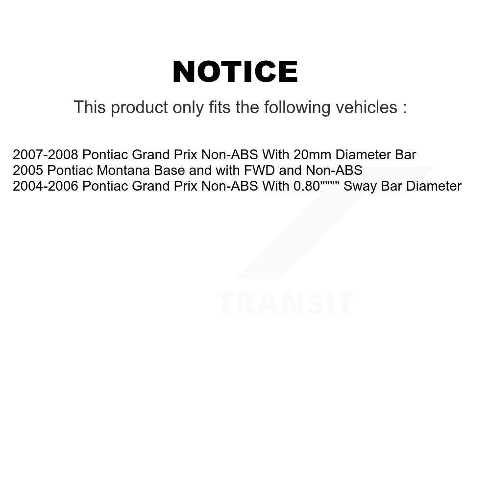 Hub Bearing Lower Control Arm Link Front Left Kit For Pontiac Grand Prix Montana