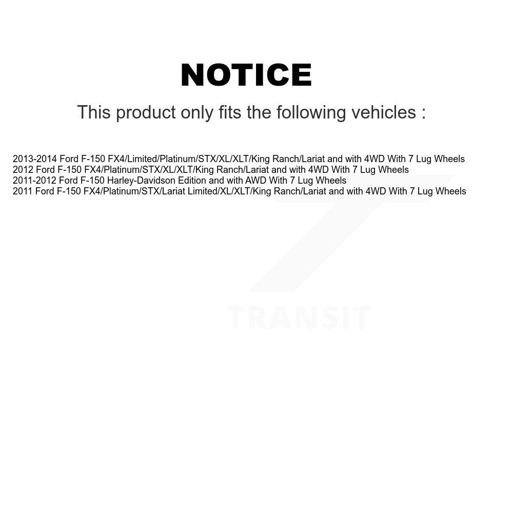 Hub Bearing Lower Ball Joint And Link Front Kit For Ford F-150 With 7 Lug Wheels