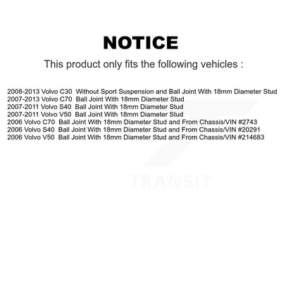 Bearing Lower Arm Outer Tie Rod & Link Front Right Kit For Volvo C30 S40 C70 V50