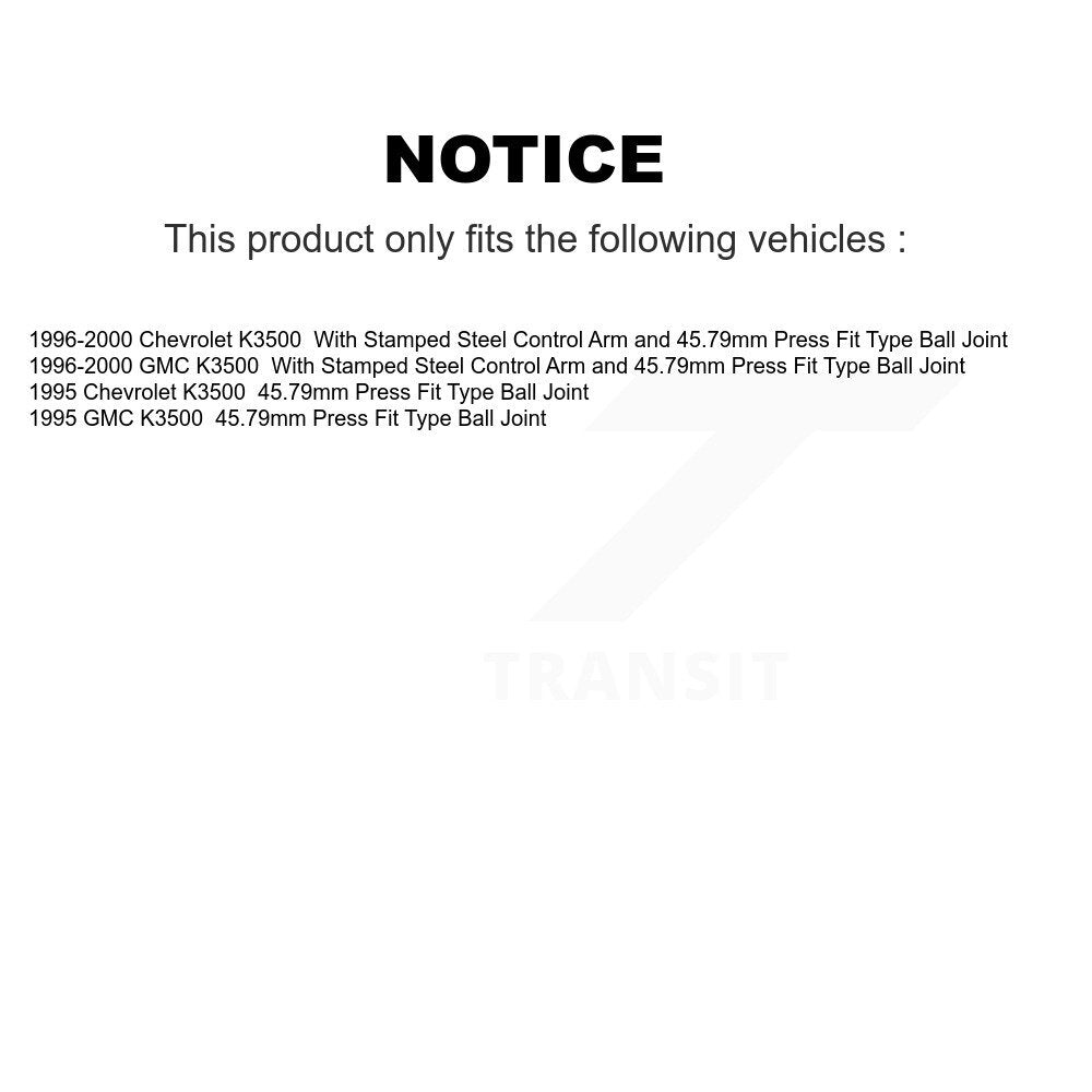 Hub Bearing Lower Ball Joint And Sway Bar Link Front Kit For K3500 Chevrolet GMC