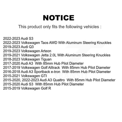 Bearing Lower Ball Joint Outer Tie Rod Link Front Kit (8Pc) For Volkswagen Jetta