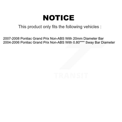 Bearing Lower Control Arm Outer Tie Rod & Link Front Kit For Pontiac Grand Prix