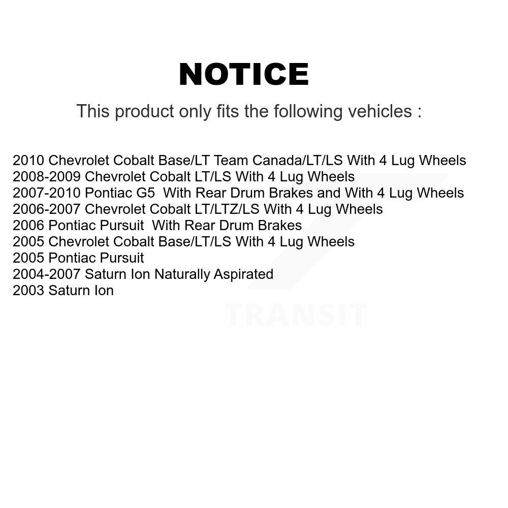 Disc Brake Rotors Front Pair For Chevrolet Cobalt Pontiac G5 Saturn Ion Pursuit
