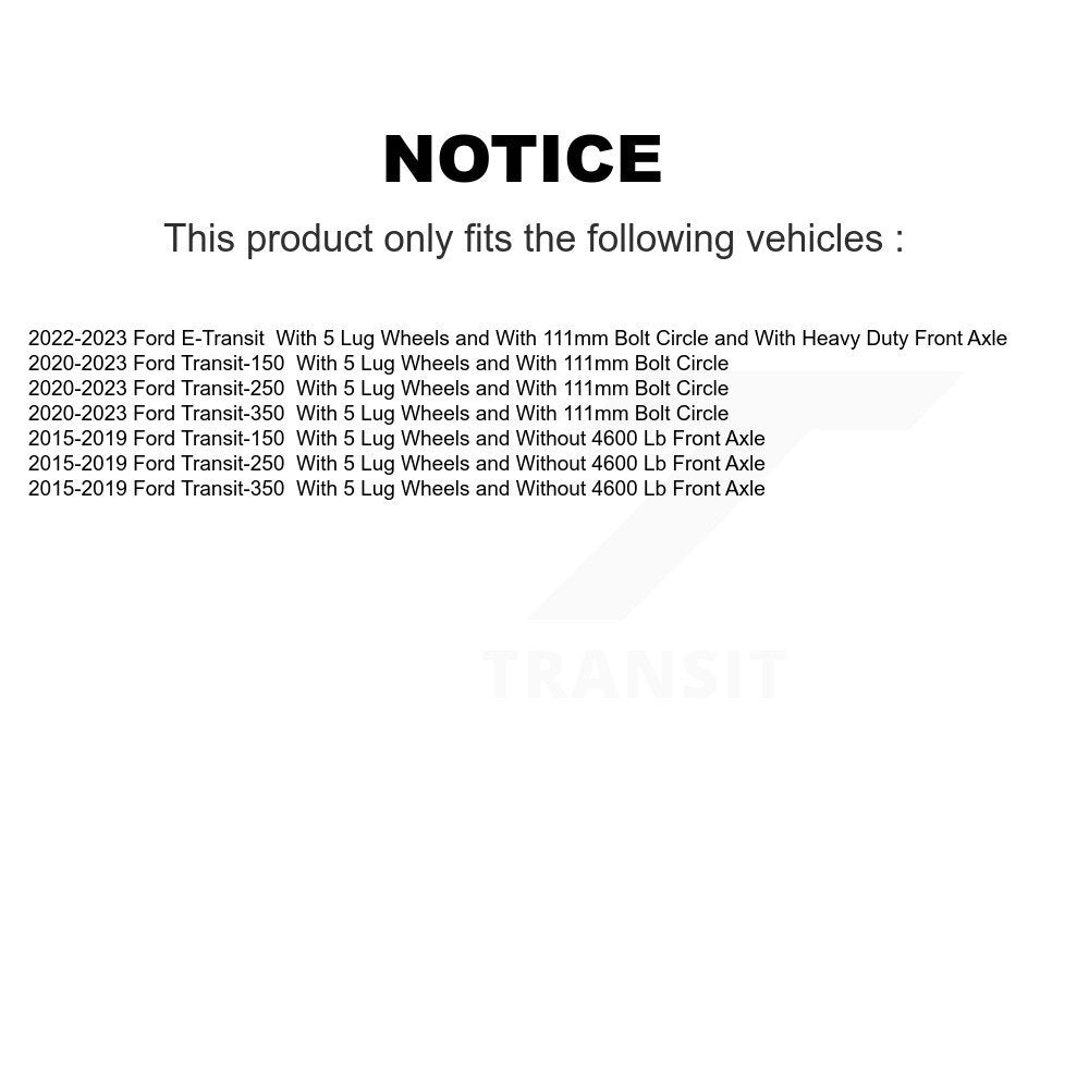 Brake Rotors Front Pair For Ford Transit-250 Transit-150 Transit-350 E-Transit